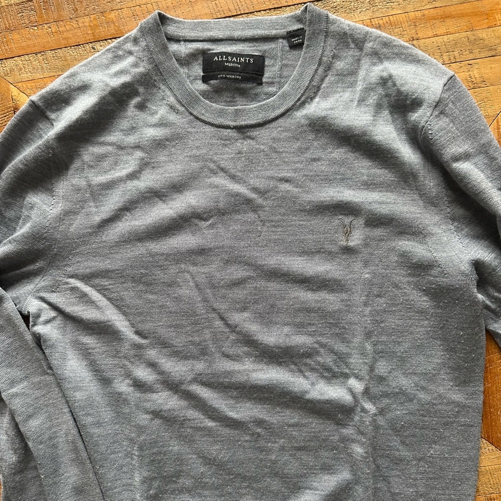 All Saints Charcoal Merino Wool Sweater